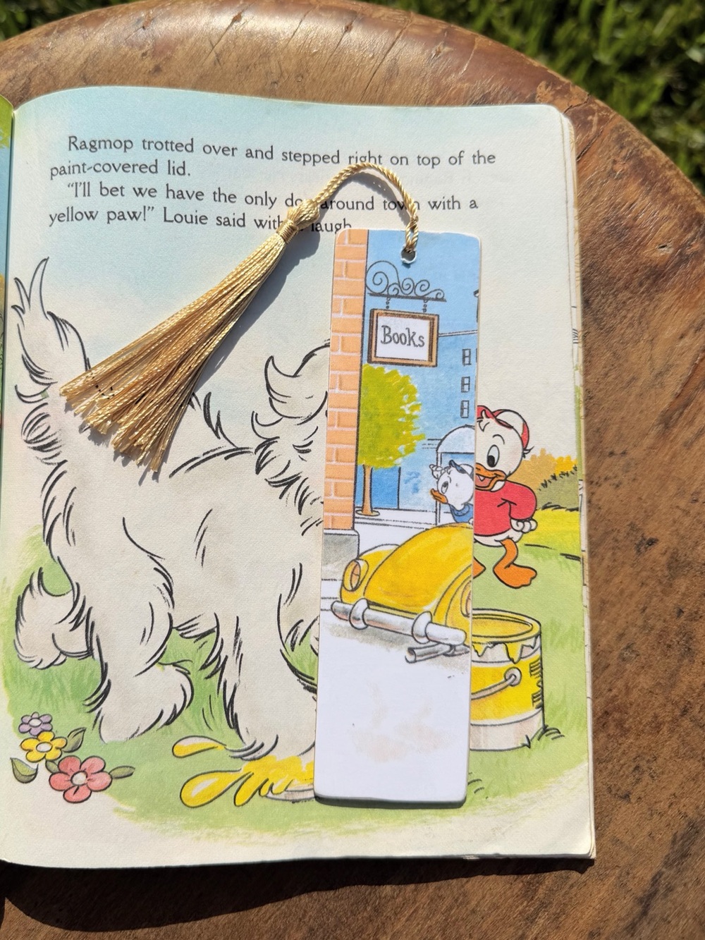 Disney Donald Duck Little Golden Book Wooden Bookmark Handmade Double Sided